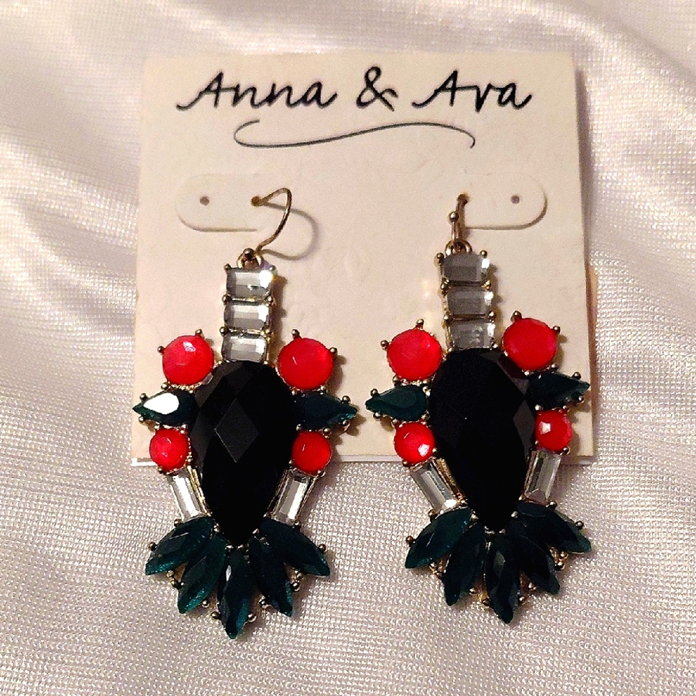 Anna & Ava Black and Red Gemstone Earrings